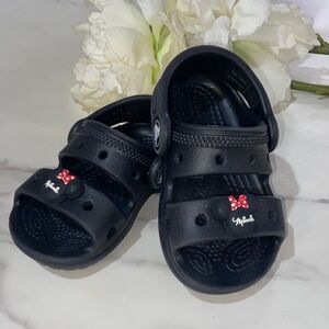 CROCS Minnie Mouse Charm Baby Kids Black Sandals with Red Bow Minnie size c5